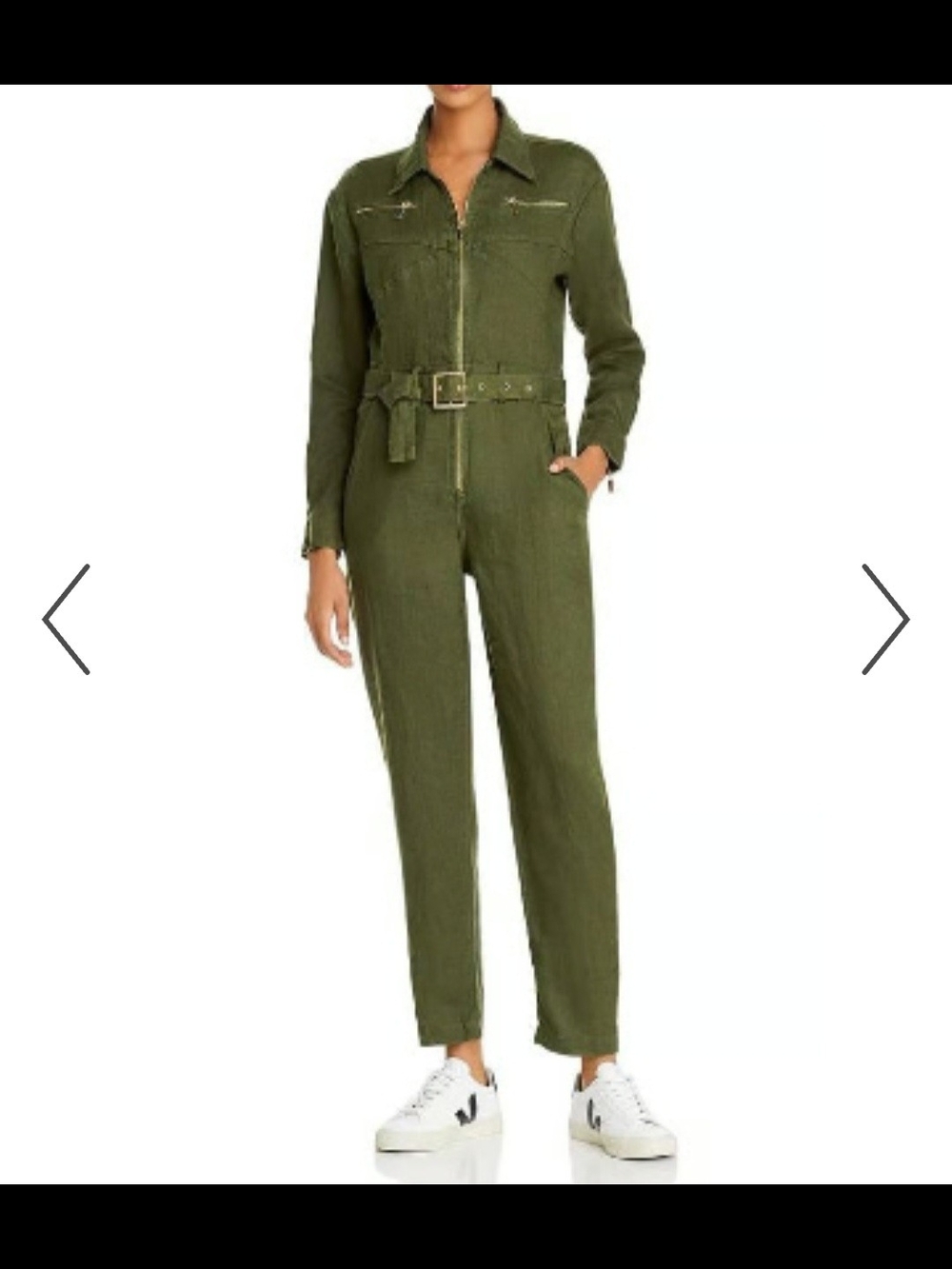 WeWoreWhat Olive Green Linen Utility Jumpsuit with Gold Hardware Size S - Picture 11 of 11